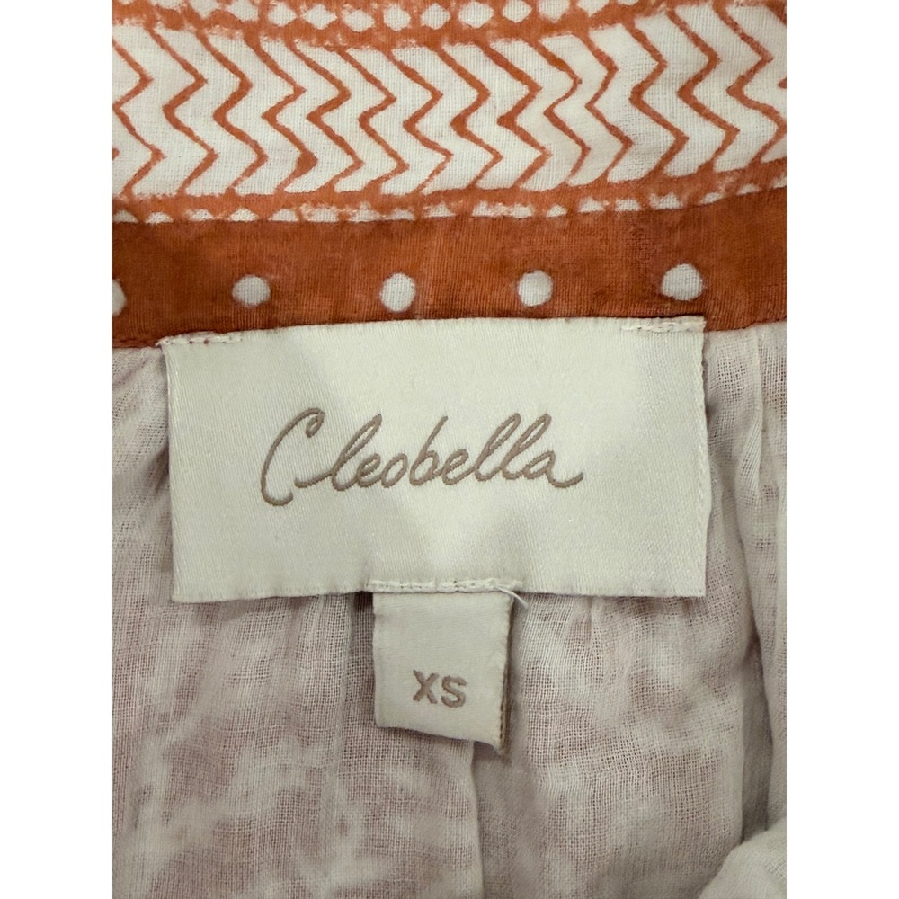 Cleobella Rust Orange Floral Block Print Organic Cotton Wrap Mini Skirt XS - Picture 5 of 6